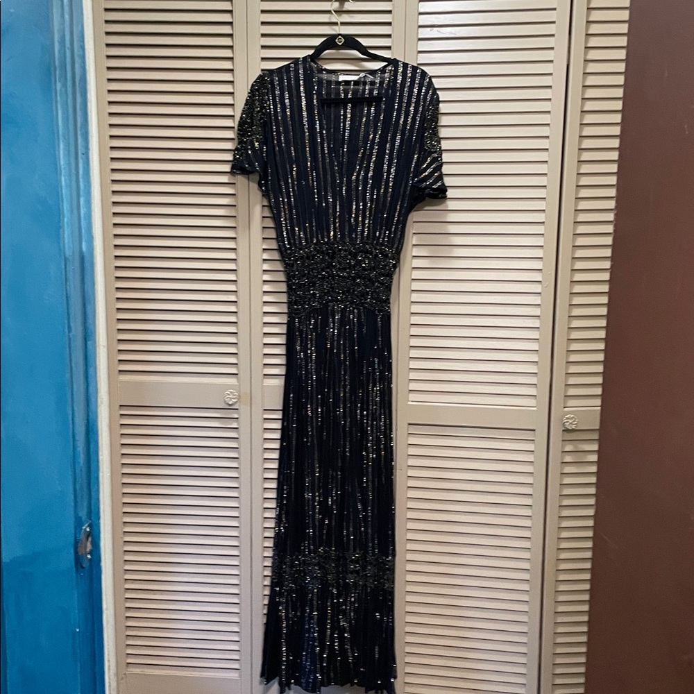 Ramy Brook Black Maxi Dress with Silver Accents